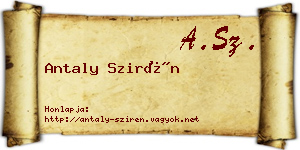 Antaly Szirén névjegykártya